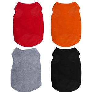 4 Pcs Cat Shirts Solid Color Dog Clothes Summer Sleeveless Pet T Shirts for Small Pet Dogs Cat (Black,Grey,Red,Orange, Medium)