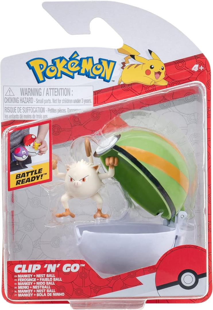 PKW3136 - Clip 'n'Go Pok Balls - Menki & Nest Ball, Official Pokball with 5 cm Figure