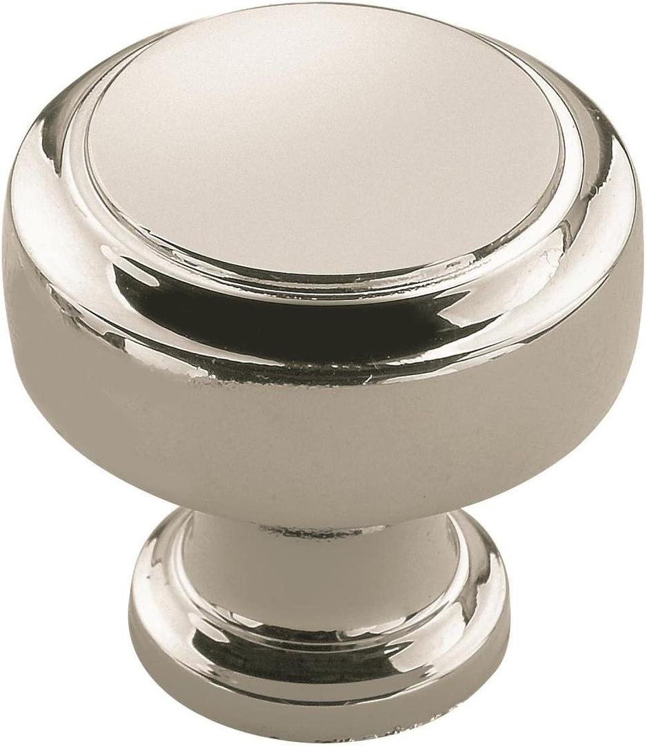 Amerock | Cabinet Knob | Polished Nickel | 1-3/16 inch (30 mm) Diameter | Highland Ridge | 1 Pack | Drawer Knob | Cabinet Hardware