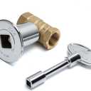 Skyflame 1/2 Inch Straight Gas Key Valve Kit for Fire Pit Fireplace with Flange and 3 Inches Key, Chromed