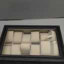 Hedume 12 Slot Leather Watch Box Display Case Organizer with Framed Glass Lid Elegant Contrast and Removable Pillow for Men and Women Watch and Jewelry Large Holder Boxes