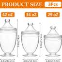 3 Pcs Acrylic Apothecary Jars with Airtight Lid, Candy Jars for Candy Buffet, Decorative Bathroom Canisters (42oz/34oz/29oz)