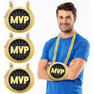 Tondiamo 3 Pcs Sports Turnover Chains for MVP Players 6" Large Champion Medals for Basketball Football Soccer Baseball Softball Volleyball Most Valuable Players Medals for Team Awards