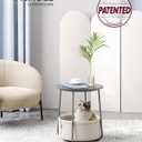 VASAGLE LILEA Collection - Small Round Side End Table, Modern Nightstand with Fabric Basket, Cement Gray and Cream White ULET223G49, Round + 1 Pack