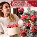 Suncalla 12 Pcs 2.4 Inch Christmas Glitter Ball Ornaments Mouse Plastic Ball with Dot Bow Tree Ornaments Cartoon Mouse Balls Red Black Yellow White Dot Decorations for Xmas Trees Party House Decor