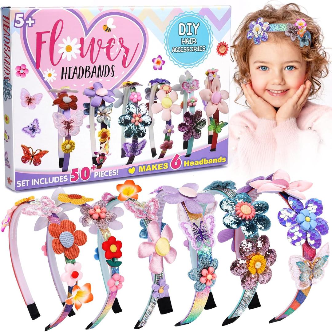 Gifts for 6 Year Old Girls: Craft Kits for Kids 6-12 | Fashion Girl Hair Accessories Making Set | That Allows Girls to Make Their Own Unique DIY Flower Hair Accessories (Flower)