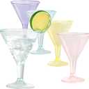 Liacere 24 Pack Colored Plastic Cocktail Glasses - 6.25oz Disposable Martini Glasses - Plastic Margarita Glasses - Perfect for Wedding & Birthday & Summer Party