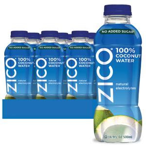 Zico 100% Coconut Water, NO added Sugar, Refreshingly Delicious, Hydration with Electrolytes, 16.9 Fl Oz (Pack of 12) (EXP 03/26/26)