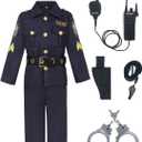 Police Costume for Boys Cop Costume Dress Up Set for Halloween Cosplay Party Costume (8-10 Years)