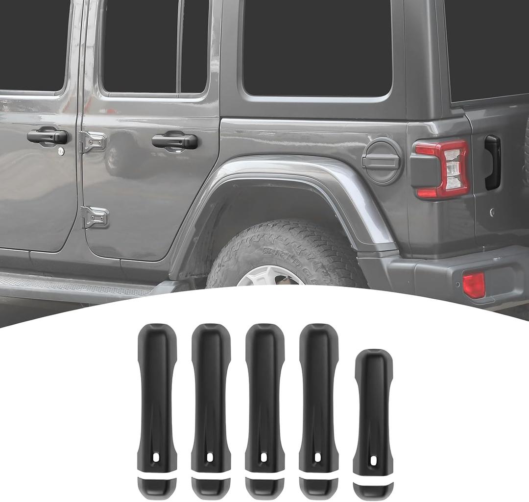 for Jeep JL Tailgate Door Handle Cover Trim Matte Black for Jeep Wrangler JL JLU 2018 up 4-Door Matte Black Exterior Accessories 5pcs
