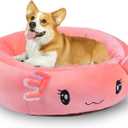 26" Pink Axolotl Pet Bed, Calming Dog & Cat Plush Bed, Fulffy Comfy Padded Cat Mat Plush Pet Bed, Non-Slip Bottom, Soft Washable Sleeping Dog Cot for Medium Small Dogs Cat Puppy Kitty