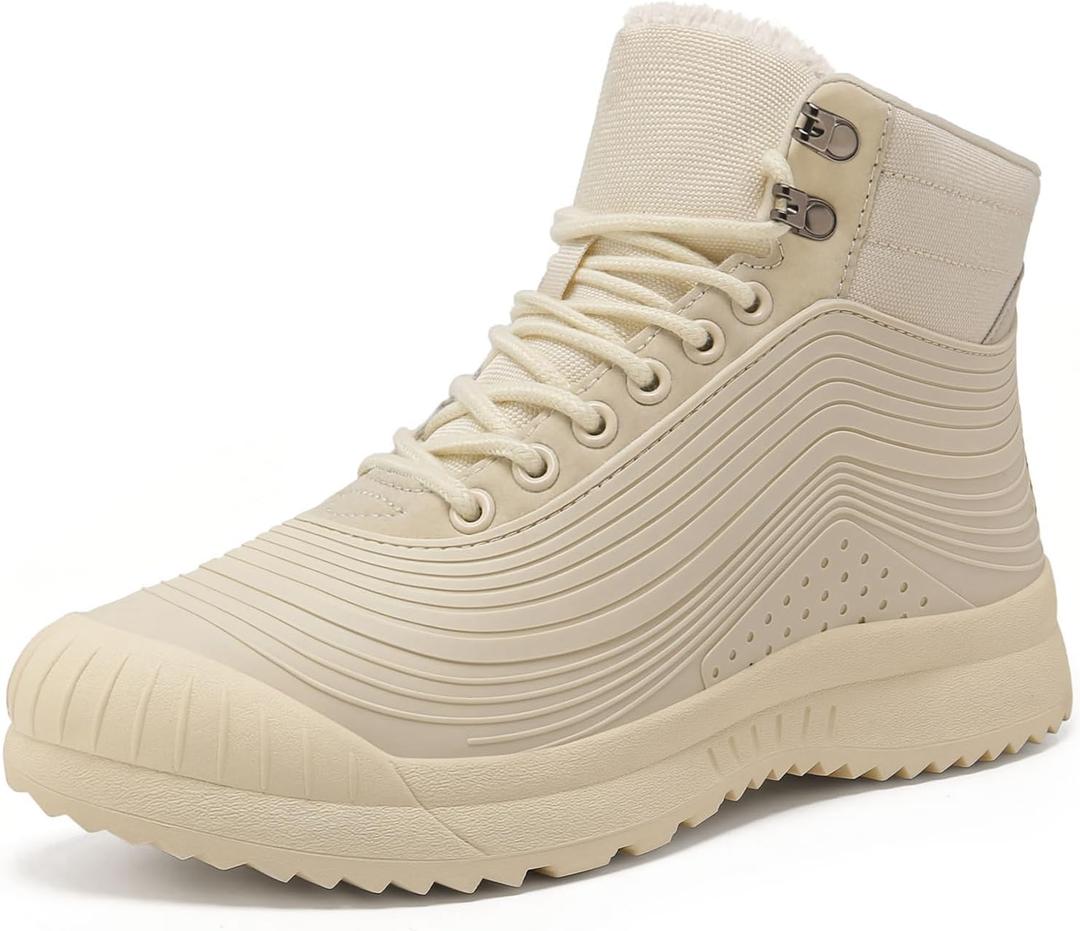 Snow Boots for Women Waterproof Shoes Ankle Fur Lined Booties Warm Insulated Winter Lightweight Shoes (10, White)