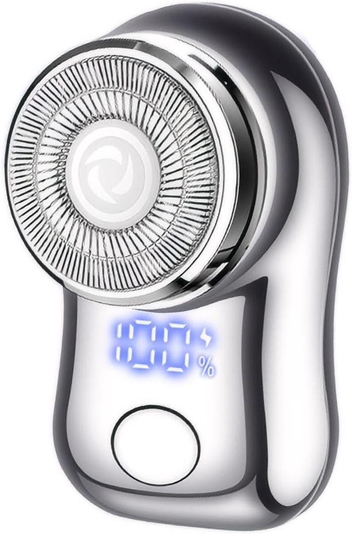 Mini Electric Shaver, Portable Powerful Storm Razor for Men Women, USB C Rechargeable, Battery Power Display, Lightweight Razor for Travel Office Business Trip Grey