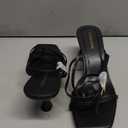 LOOPCHARM Women's Kitten Heel Strappy Open Square Toe Thong Ankle Strap Heels for Wedding Size 8