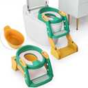 3 in 1 Toddler Potty Training Seat Chair with Ladder and Basin for Boys and Girls, Adjustable Kids Potty Training Seat for Toilet with Anti-Slip Wide Steps and Safety Handles (Green)
