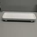 Oval Wooden Decorative Tray, Farmhouse Style, Beaded Serving Tray for Living Room, Coffee Table (White)