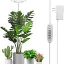 LORDEM Full Spectrum LED Grow Light, 72 LEDs, 4 Brightness Settings, Auto On/Off Timer, Height Adjustable, Ideal for Indoor Plants (1 Pack, White-6.3in)