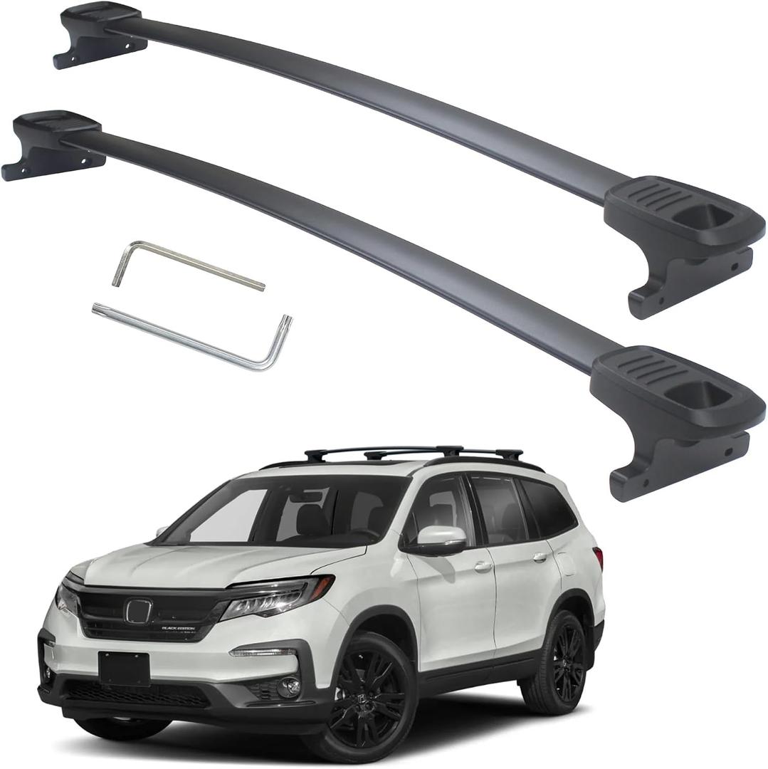 Autekcomma Heavy Duty 300lb Loading Weight Roof Rack Crossbars Compatible for Honda Pilot 2016-2022 Anti-Corrosion,Full Aluminum Black Matte Finishing (Sold as 1 Pair)