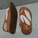 Coutgo Womens Toe Ring Flat Sandals Comfortable Flip Flops T Strap Footbed Sandals Ankle Strap Summer Beach Shoes (9, Brown)