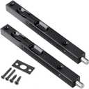 Pack of 2 8 Inch Door Bolts, Stainless Steel Concealed Security French Door Latches Flush Bolt with Hardwares, Metal Flush Latch Bolts for Double Door Wood Door Dummy Door, Black