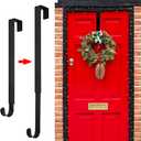 GP Life Wreath Hanger for Front Door, Adjustable from 15 to 25 Inches Hanger, 20 lbs Larger Door Upgrade Christmas Fall Wreaths Decorations Hook (Black)