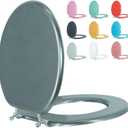 Round Toilet Seat Wood Toilet Seat Prevent Shifting with Zinc Alloy Hinges American Standard Size Toilet Seat Easy to Install also Easy to Clean(Round,Sparkling GentlemanGrey)