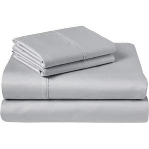 Sleeper Sofa Bed Sheet Set - Queen Silver Grey Solid Sofa Bed Sheets - 100% Cotton 400 Thread Count Sofa Sheets - Sleeper Sofa 4 PC's Sheet Set - Sleeper Sofa Sheets - Fits Mattresses Up to 6" Drop
