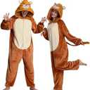 ANMIBOBU Unisex Adult Onesie Pajamas Animal Cosplay Halloween Costume One Piece Plush Sleepwear Homewear Large