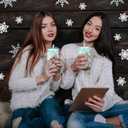 12 Pcs Winter Snowflake Christmas Cups Reusable 16 oz Acrylic Plastic Iced Coffee Cups with Lids and Straws Snowflake Drinking Blue Tumbler for Winter Xmas Decoration Party Gift Supplies