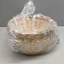 Handwoven Wicker Storage Basket with Wooden Beads, Decorative Round Organizer for Home & Nursery, Boho Chic Decor