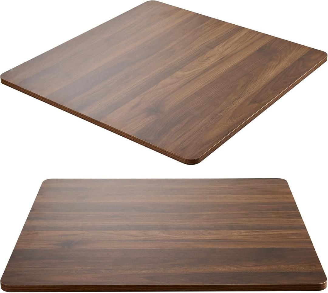 Kaboon Universal Table Top 30 x 30 inches Sqaure Pack of 2, Reversible Melamine Countertop Only, Home or Commercial Indoor Use, Dark Walnut