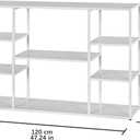 47 Inch Metal Console Table with 8 Storage Shelves,Extra Long Entryway Table,Narrow Sofa Table,Hallway Table for Entrances to Corridor,Foyer,Living Room (White, 47.2411.8131.5in)