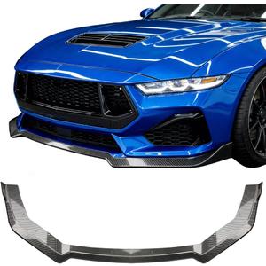 3PCS Front Bumper Lip Spoiler for 2018 2019 2020 2021 2022 Ford Mustang, Carbon Fiber Style, ABS Material