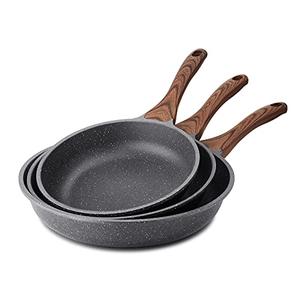 SENSARTE Nonstick Frying Pan Skillets, Swiss Granite Coating Omelette Pans, Healthy Cookware Chef's Pan, Free of Intentionally Added PFOA (9.5+11+12.5 Inch)