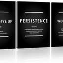 Motivational Never Give Up Canvas Wall Art, Inspiration Work Hard Persistence Quotes Reminder Decor Positive Affirmation Poster Success Wall Hanging Picture Leadership Gift for Home Office Workplace (12" x 16")