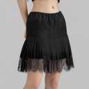 Engofs Women Y2k Lace Slip Skirt Mini Ruffle Pleated Flowy Short Skirts (M)