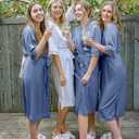 AW BRIDAL Women's Satin Kimono Robe - Bridesmaid Lace Lingerie Sleepwear for Wedding Party, White L (White, L)