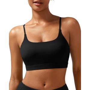 RUNNING GIRL Y-Back Sports Bras for Women, Medium Impact Wirefree Padded Bra Workout Crop Top Longline Sports Bra Push up(WX2915Black,L)