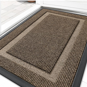 OLANLY Front Door Mat Indoor Outdoor Entrance, Waterproof All-Season, All-Weather Doormat, Sturdy Natural Rubber, Fade Resistant, Low Profile, Easy Clean Patio Porch Entryway Mat, 29.5x17, Brown 