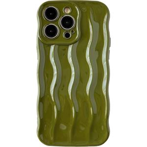 Caseative for iPhone 15 Pro Max Case,Water Ripple Pattern Curly Wave Frame Soft Phone Case (Green)