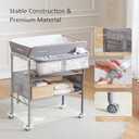 Baby Changing Table with Wheels, Maydolly Portable Foldable Changing Table, Waterproof Diaper Changing Station, Adjustable Height Changing Station, Mobile Nursery for Newborn and Infant (Grey) (grey without drawer)