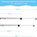 BsBsBest Sliding Door Security Bar 16.5" to 51" Sliding Door Lock 2 Pack Heavy Duty Sliding Glass Patio Door Window Security Bar Inside Childproof Adjustable Interior Extra Long White