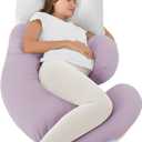QUEEN ROSE Pregnancy Pillows, Cooling Body Pillow for Pregnancy Sleeping, F Shaped Maternity Pillow for Pregnant Women, Back & Belly Support, Pregnancy Must Haves, Purple
