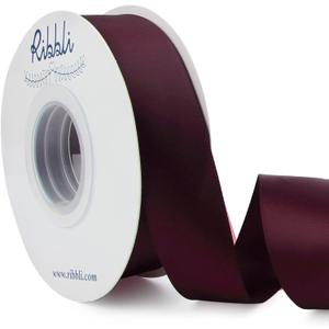 Ribbli Burgundy Double Faced Satin Ribbon,1 x 25 Yards, Use for Craft Bows Bouquet, Gift Wrapping, Wedding Decoration, Floral Arrangement
