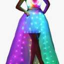 Women Tulle Tutu Skirts,LED Light Up Long High Low Ruffles L