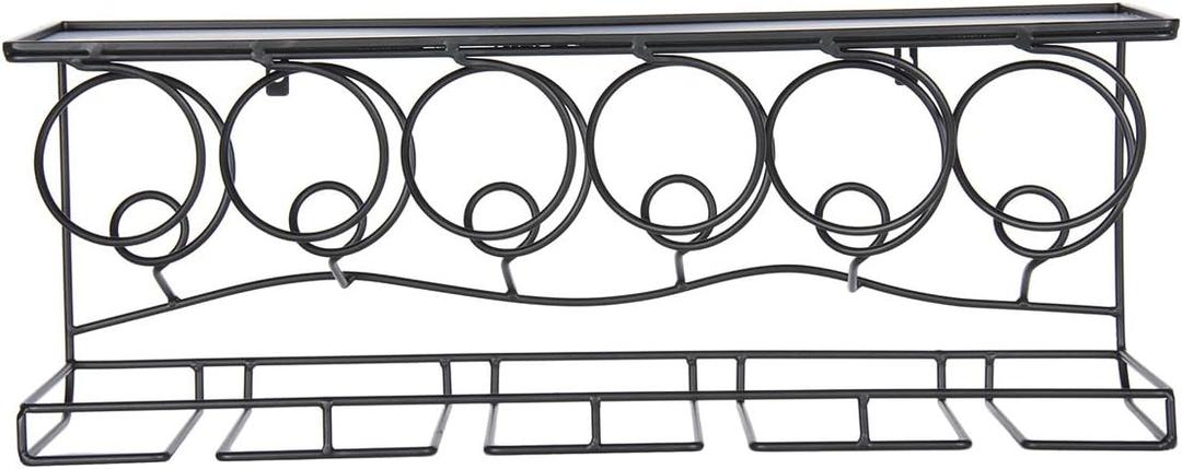 Oenophilia Wine Bar Wall Rack - Wall Mounted Wine Rack, Bottle and Stemware Glass Holder, Sturdy and Solid Metal Shelf across the Top for Liquor Storage, 10.5 x 27.5 x 9 inches