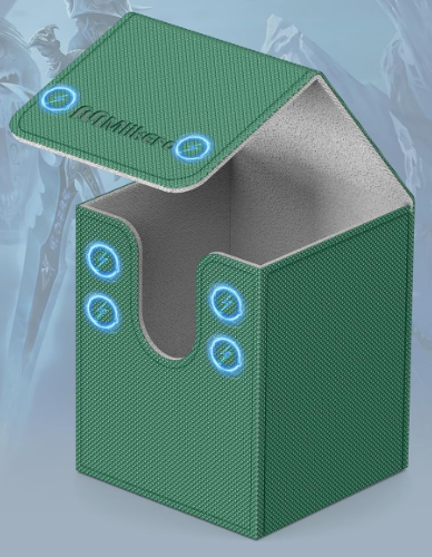 Mlikero 1 Pack Card Deck Box, Commander Deck Box Holds 400+ Single Sleeved Cards, Leather Magnetic Card Box Fit for MTG, TCG (Green)