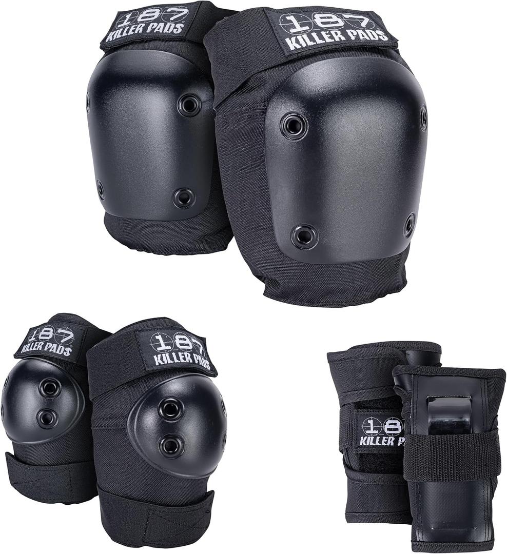 187 Killer Pads Six Pack Pad Set, Elbow Pads, Knee Pads, and Wrist Guard (Black)