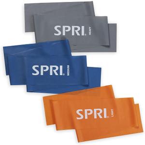 SPRI Flat Bands 3-Pack - Resistance Band Kit Set with 3 Levels of Resistance - Exercise Bands for Strength Training, Flexibility, & Body Workout - Versatile Fitness Tool - Light, Medium, and Heavy