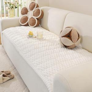 Couch Cover for Dogs Washable, Pet Couch Covers for Sofa, Soft Fuzzy Sectional Sofa Cover L Shape, Thick Couch Protector Pet Friendly, Paw Cart Dog Mat for Couches and Sofas (27.6" x 82.7", White)